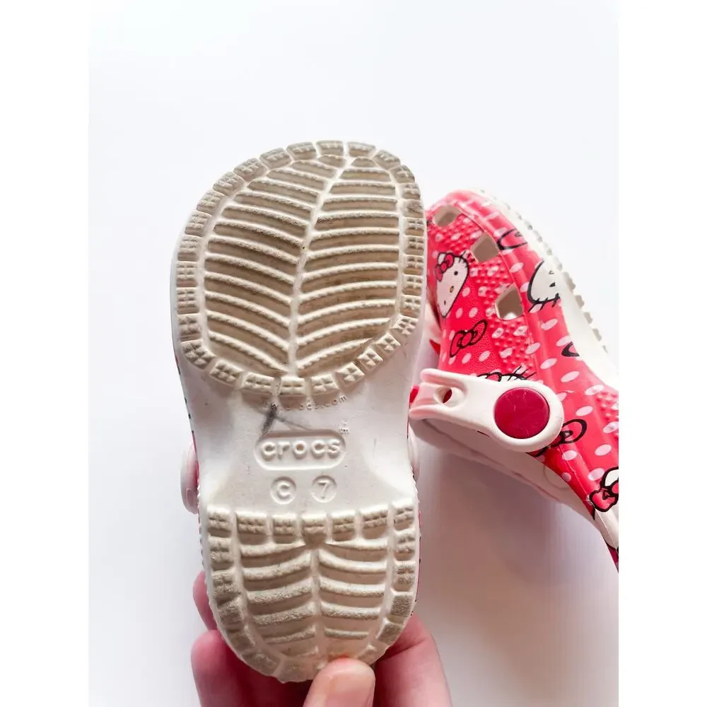 Toddler Girl's Hello Kitty Red and White Crocs Size 7
